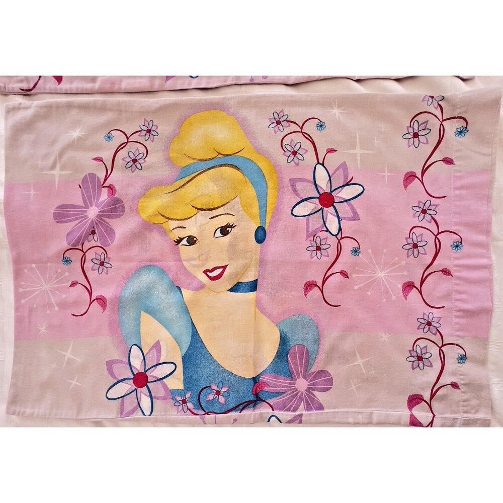 3 Pc DISNEY PRINCESS Sheet Set TWIN Flat & PAIR of 2-Sided Standard Pillowcases - Picture 16 of 16